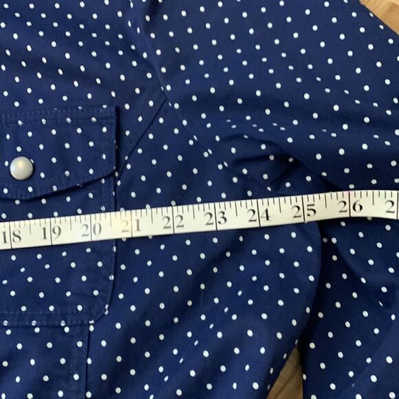 Talbots Plus Navy Blue polkadot buttoned up jacket 2X - Picture 9 of 12